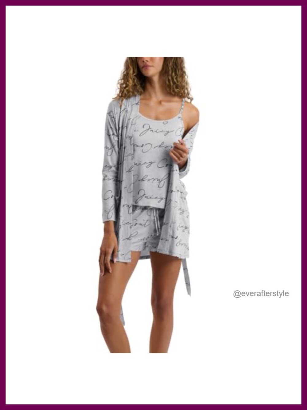 3 Piece Pajama Set Cami Shorts Robe Peached Knit Lounge Sleep Set